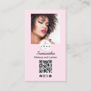 Rosa Schrift Soziales Symbol QR-Code Foto Make-up Visitenkarte