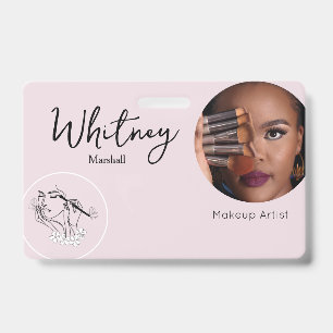 Rosa Schriftfoto-Logo Makeup-Artist-Name Ausweis