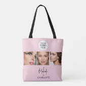 Rosa Schriftfoto-Make-up-Studio Tasche (Rückseite)