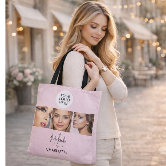 Rosa Schriftfoto-Make-up-Studio Tasche