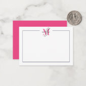 Rosa Schriftname Monogramm Mitteilungskarte (Vorderseite/Rückseite Beispiel)