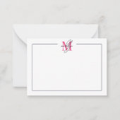 Rosa Schriftname Monogramm Mitteilungskarte (Vorderseite)