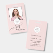 Rosa Schrifttype-Logo-Foto-Makeup Ausweis (Vorder- & Rückseite)