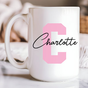 Rosa Schriftzug Monogramm Mama Muttertag Mädchen I Kaffeetasse