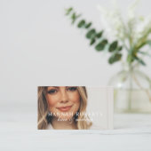 Rosa Schriftzug Social QR Code Foto Haar Make-up Visitenkarte (Stehend Vorderseite)