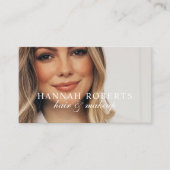 Rosa Schriftzug Social QR Code Foto Haar Make-up Visitenkarte (Vorderseite)