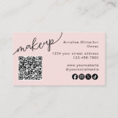 Rosa Schriftzug Soziale Icon QR-Code Foto Make-up Visitenkarte (Rückseite)