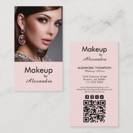 Rosa Schriftzug Soziale Icon QR-Code Foto Make-up Visitenkarte