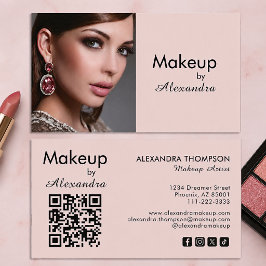 Rosa Schriftzug Soziale Ikone QR-Code Foto Make-up Visitenkarte