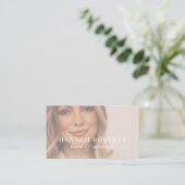 Rosa Schriftzug Soziale QR-Code Foto Haar Make-up Visitenkarte (Stehend Vorderseite)