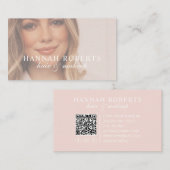 Rosa Schriftzug Soziale QR-Code Foto Haar Make-up Visitenkarte (Vorne/Hinten)