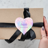 Rosa Schule für lila holografischen Namen Herz-Aufkleber