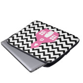 Rosa Schulhaus + Schwarzer Zickzack Lehrer Laptopschutzhülle (Vorne Knopf)