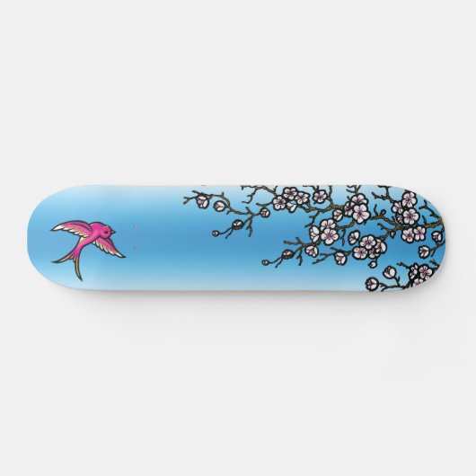 Rosa Schwalben-und Kirschblüten-Plattform Skateboard (Horizontal)