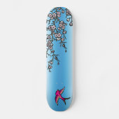 Rosa Schwalben-und Kirschblüten-Plattform Skateboard (Vorderseite)
