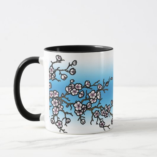 Rosa Schwalben-und Kirschblüten-Tasse Tasse (Links)