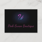 Rosa Schwan-Logo auf der schwarzen Visitenkarte (Vorderseite)