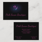 Rosa Schwan-Logo auf der schwarzen Visitenkarte (Vorne/Hinten)