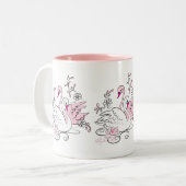Rosa Schwan mit Weißschwan Zweifarbige Tasse (Vorderseite Links)