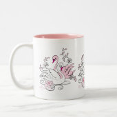 Rosa Schwan mit Weißschwan Zweifarbige Tasse (Links)