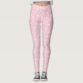 Rosa Schwan und Blumenmuster Leggings (Vorderseite)