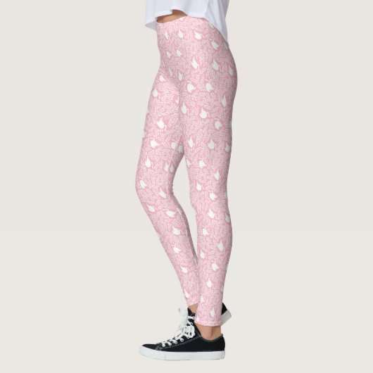Rosa Schwan und Blumenmuster Leggings (Links)