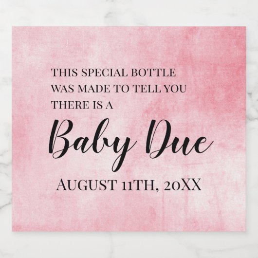 Rosa Schwangerschaft Ankündigung Sparkling Weineti Schaumweinetikett (Einzelnes Label)