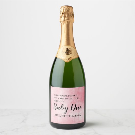 Rosa Schwangerschaft Ankündigung Sparkling Weineti Schaumweinetikett (Vorderseite)