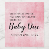 Rosa Schwangerschaft Ankündigung Weinetikett (Einzelnes Label)