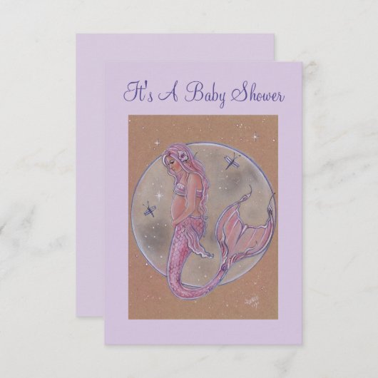 Rosa Schwangerschaft Meerjungfrau Einladungen für (Vorne/Hinten)