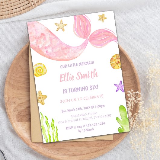 Rosa Schwanz Mermaid Geburtstag Einladungen