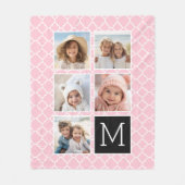 Rosa & Schwarz - 5-Foto-Collage-Monogramm Fleecedecke (Vorderseite)