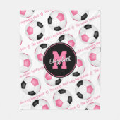 Rosa Schwarz Das Fußballfeld ist mein glücklicher Fleecedecke (Vorderseite)