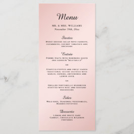 Rosa Schwarz Elegante Moderne Hochzeit Menükarte