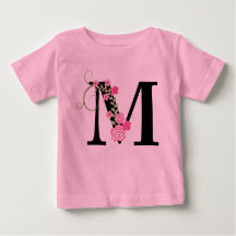 Rosa-Schwarz-Floral-Monogramm Tutu-Bodysuit