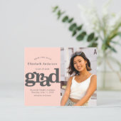 Rosa Schwarz Foto Rett Datum Einladung (Stehend Vorderseite)