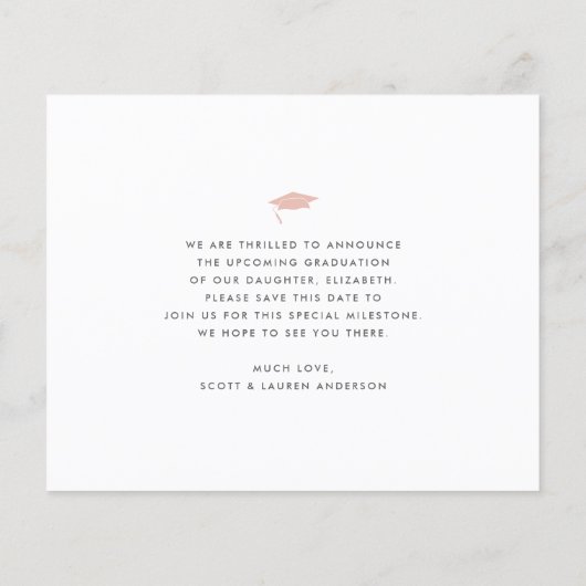 Rosa Schwarz Foto Rett Datum Einladung (Rückseite)