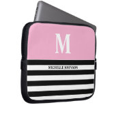 Rosa schwarz gestreifte Notebook-Hülle für Frauen  Laptopschutzhülle (Vorne Rechts)