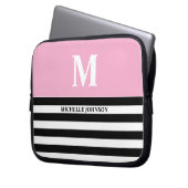 Rosa schwarz gestreifte Notebook-Hülle für Frauen  Laptopschutzhülle (Vorderseite Links)