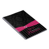 Rosa schwarz gestreiftes Notebook Notizblock (Rechte Seite)