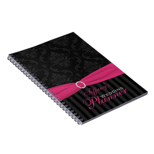Rosa schwarz gestreiftes Notebook Notizblock (Rechte Seite)