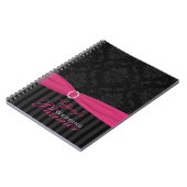 Rosa schwarz gestreiftes Notebook Notizblock (Linke Seite)