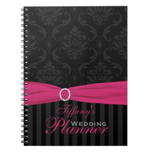 Rosa schwarz gestreiftes Notebook Notizblock (Vorderseite)