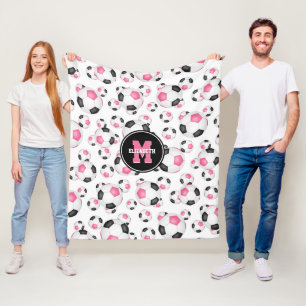 Rosa Schwarz-Girl-Sport-Muster Fußball-Dekoration Fleecedecke