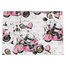 Rosa, schwarz, Gold Blumenbeutel für Motorräder