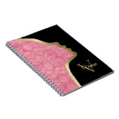 Rosa Schwarz-Gold-Face-Monogram-Name Notizblock (Rechte Seite)