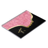 Rosa Schwarz-Gold-Face-Monogram-Name Notizblock (Linke Seite)