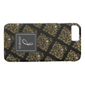 Rosa, Schwarz-Gold-Foil-Monogramm Case-Mate iPhone Hülle (Rückseite (Horizontal))