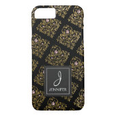 Rosa, Schwarz-Gold-Foil-Monogramm Case-Mate iPhone Hülle (Rückseite)