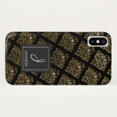 Rosa, Schwarz-Gold-Foil-Monogramm Case-Mate iPhone Hülle (Rückseite (Horizontal))